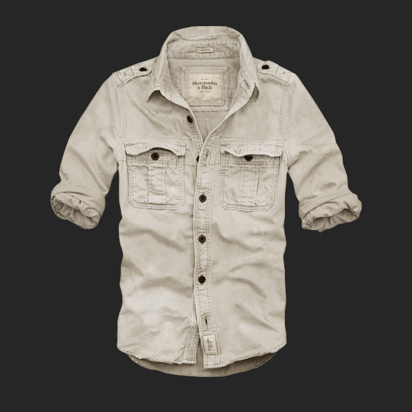 Abercrombie Fitch Hombres Lavado Algodón Camisa AF7043